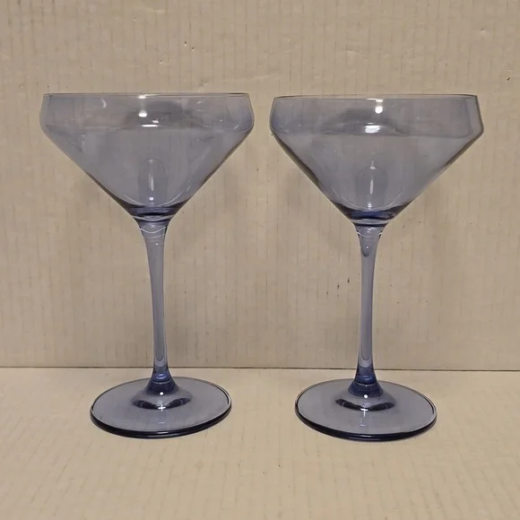 NWT Blue Tuscana Martini Glass Set - Picture 2 of 16